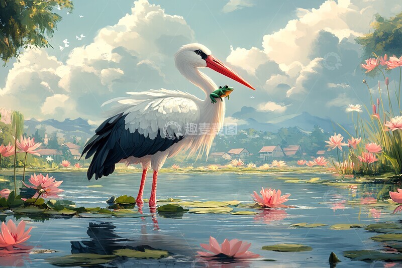 高清大图下载【趣麦麦图】送子鸟含青蛙图3