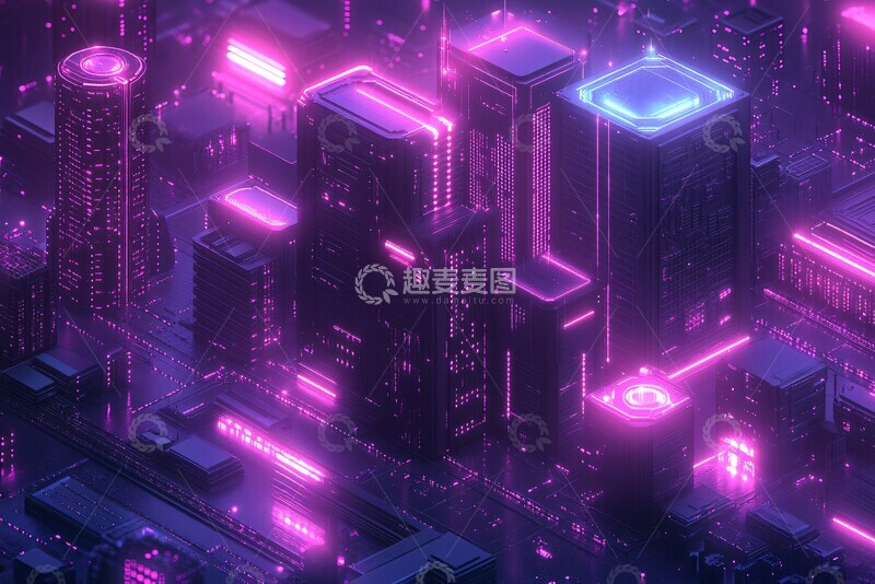 高清大图下载【趣麦麦图】紫色霓虹字体设计3