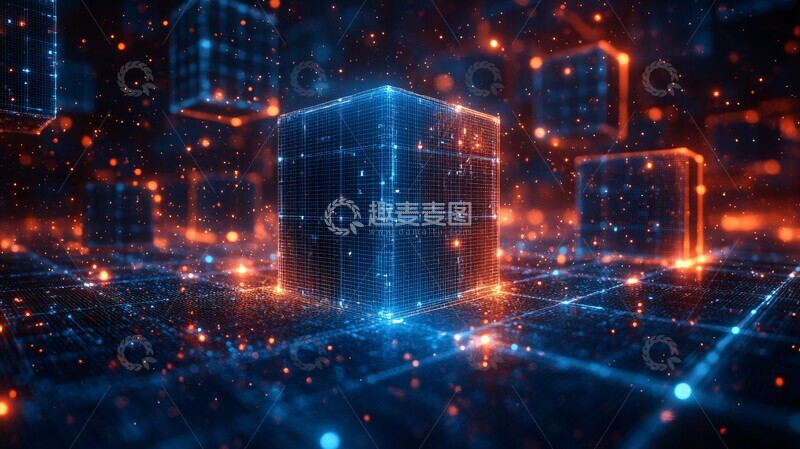 高清大图下载【趣麦麦图】蓝色线框立体网格3