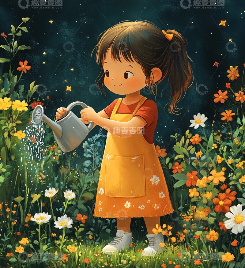 高清大图下载【趣麦麦图】女孩浇花图女孩浇花花园3
