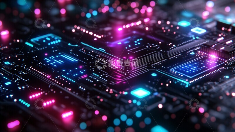 高清大图下载【趣麦麦图】蓝绿电路数字流3