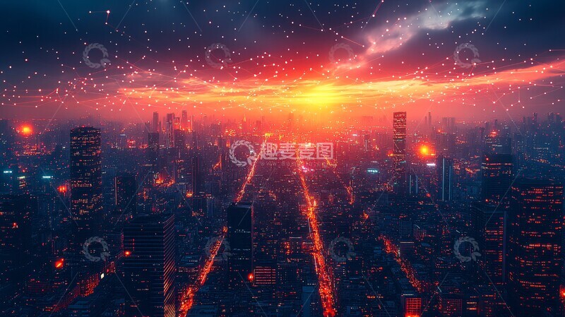 高清大图下载【趣麦麦图】城市建筑连接线1