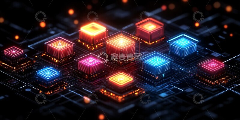 高清大图下载【趣麦麦图】区块链网络连接3
