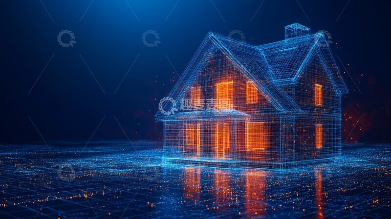 高清大图下载【趣麦麦图】几何屋线框图3