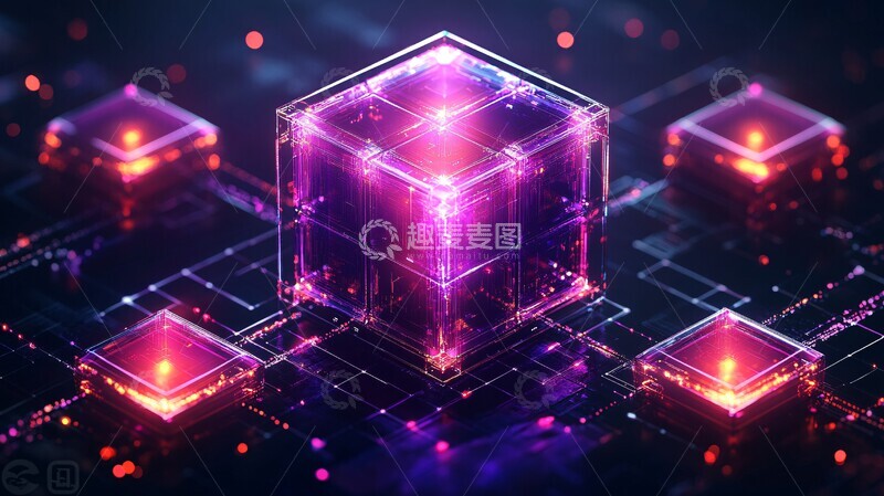 高清大图下载【趣麦麦图】区块链方块连接图3