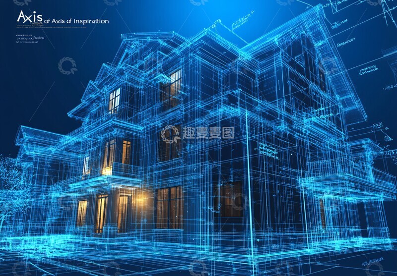 高清大图下载【趣麦麦图】灵感轴线建筑设计蓝图1