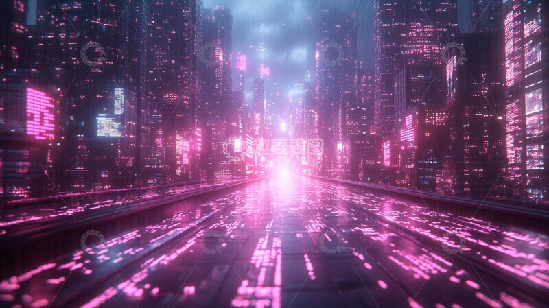 高清大图下载【趣麦麦图】紫白光数字城景2