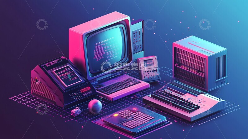 高清大图下载【趣麦麦图】未来等距计算机2