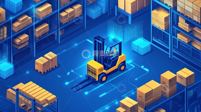 高清大图下载【趣麦麦图】智能仓库机器人叉车扫描3