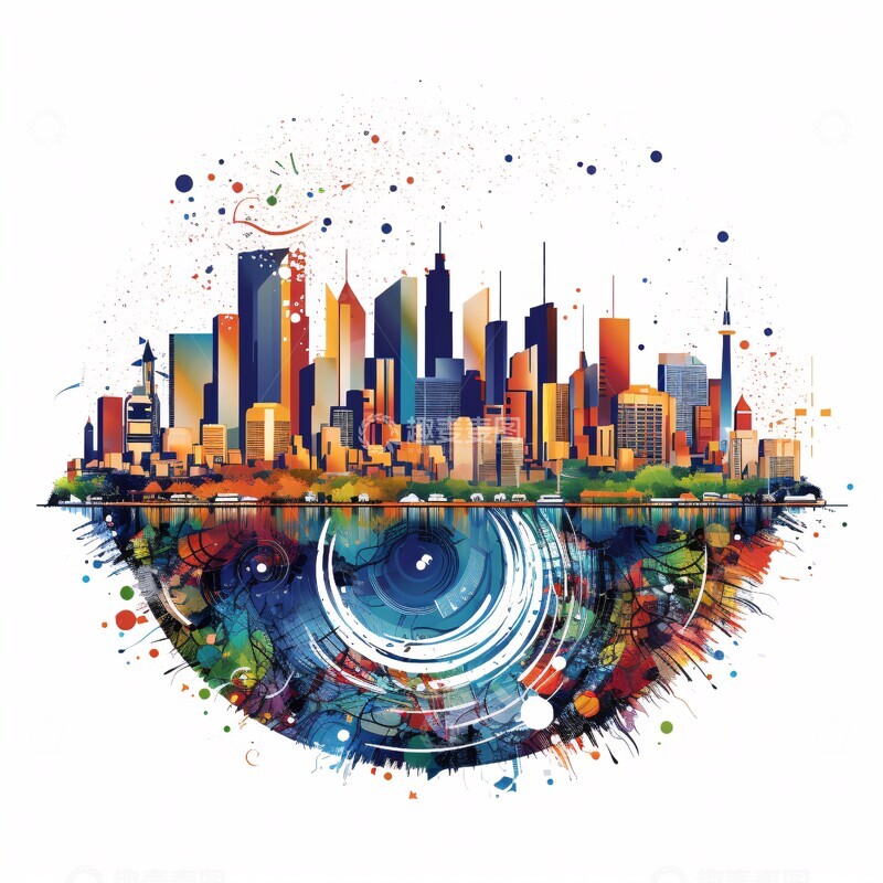 高清大图下载【趣麦麦图】城市圆形图案3