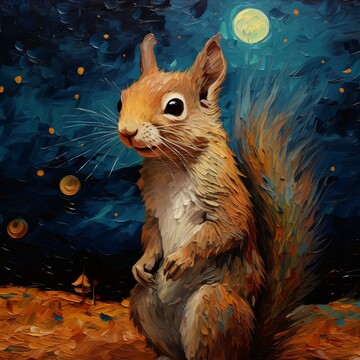 松鼠与星空松鼠星空艺术2