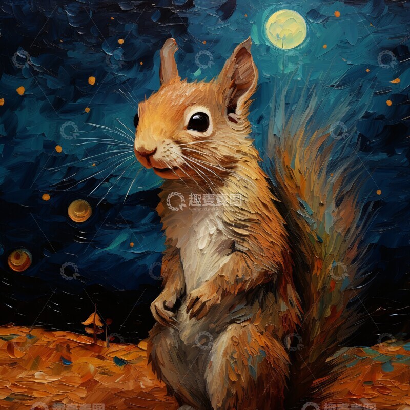 高清大图下载【趣麦麦图】松鼠与星空松鼠星空艺术2