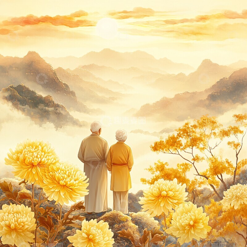 高清大图下载【趣麦麦图】金菊上的老伴3