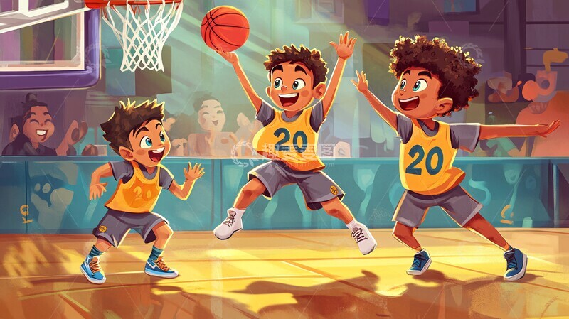 高清大图下载【趣麦麦图】篮球场上的男孩3