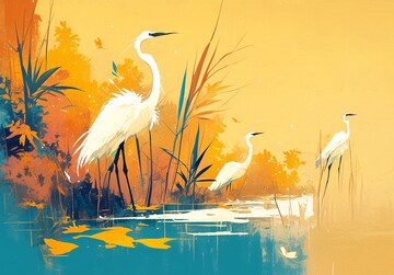 白鹭秋景图白鹭秋景天空1