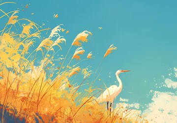 白鹭秋景图白鹭秋景天空