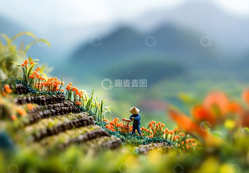 高清大图下载【趣麦麦图】稻田采收景象2