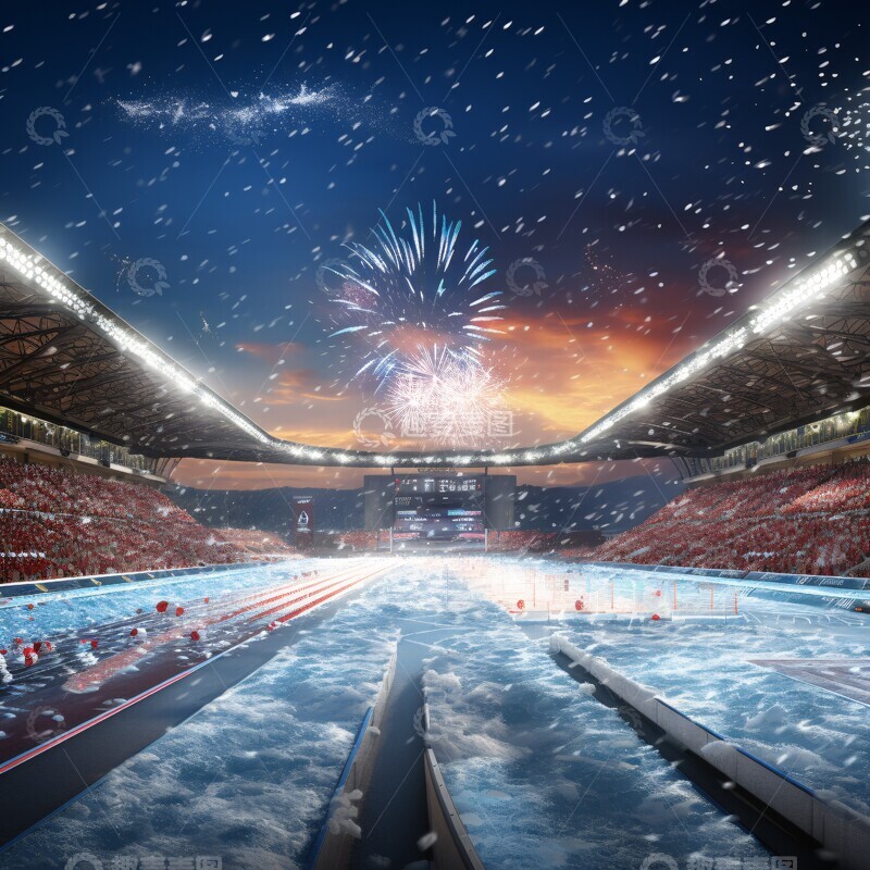 高清大图下载【趣麦麦图】赛道迎新雪景图2