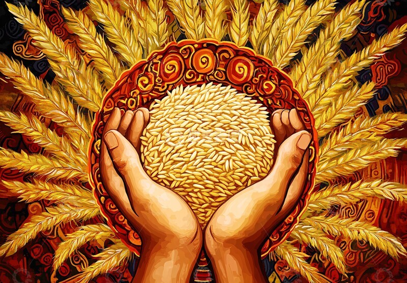 高清大图下载【趣麦麦图】稻谷丰收图稻谷丰收农民3