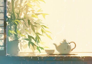 竹上露珠茶壶热2