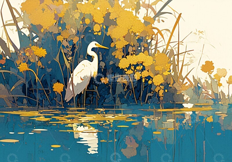 高清大图下载【趣麦麦图】冷露湖畔鹭舞菊2