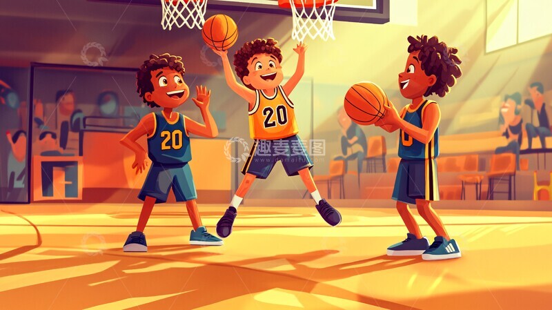 高清大图下载【趣麦麦图】-篮球场上的男孩2