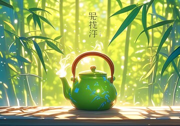 竹上露珠茶壶热3
