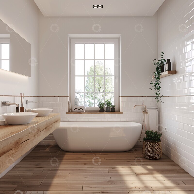 高清大图下载【趣麦麦图】白色浴室矩形瓷砖2