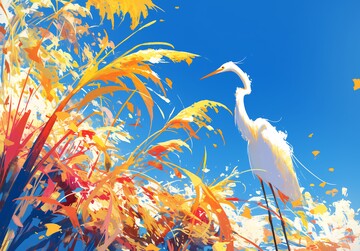 白鹭秋景图白鹭秋景天空3