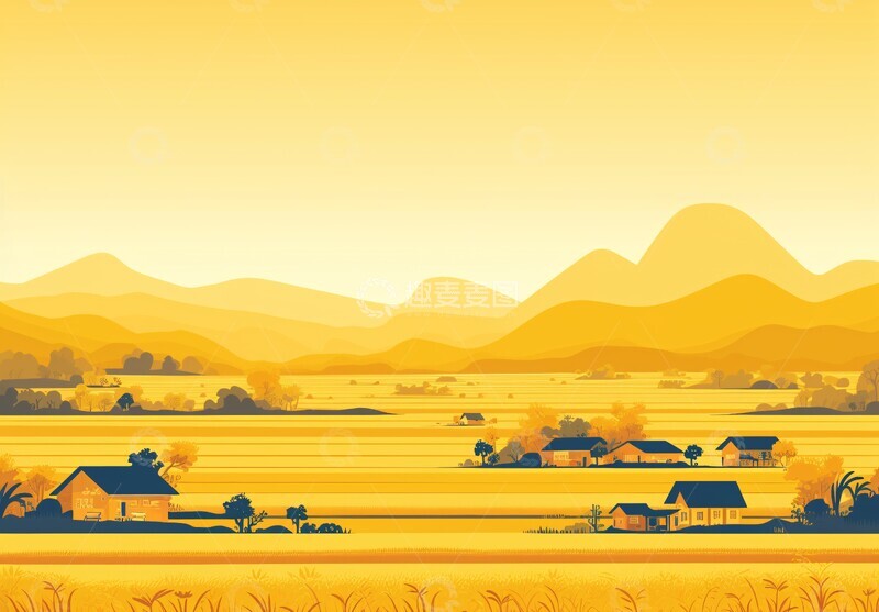 高清大图下载【趣麦麦图】稻田小屋风景图3