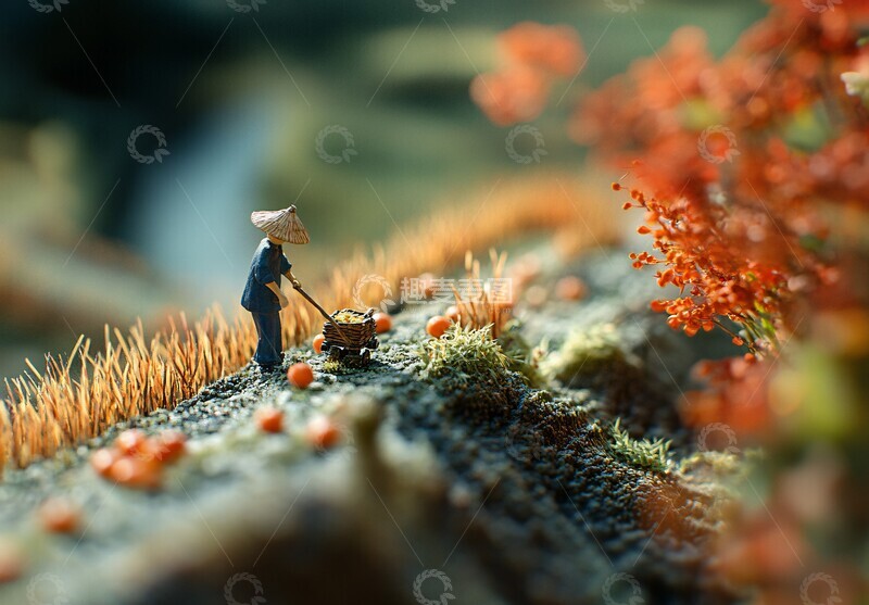 高清大图下载【趣麦麦图】稻田采收景象1