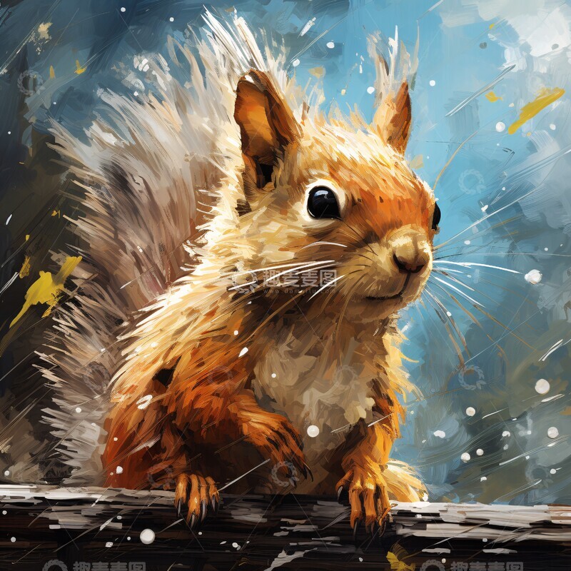 高清大图下载【趣麦麦图】松鼠与星空松鼠星空艺术1