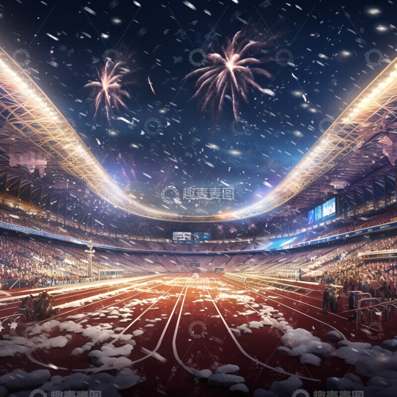 高清大图下载【趣麦麦图】赛道迎新雪景图3