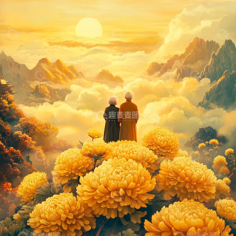 高清大图下载【趣麦麦图】金菊上的老伴1