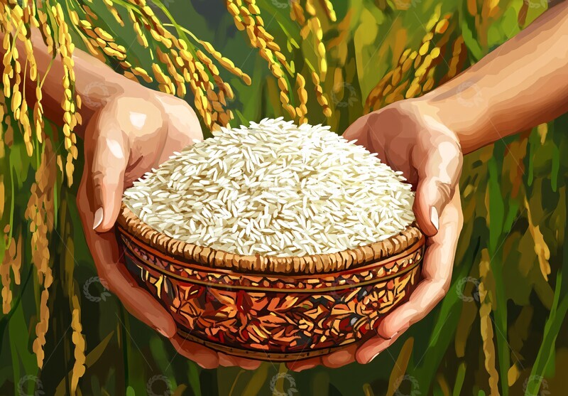 高清大图下载【趣麦麦图】稻谷丰收图稻谷丰收农民1