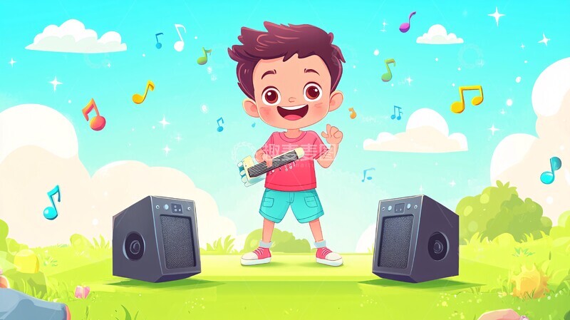 高清大图下载【趣麦麦图】男孩舞台唱歌2