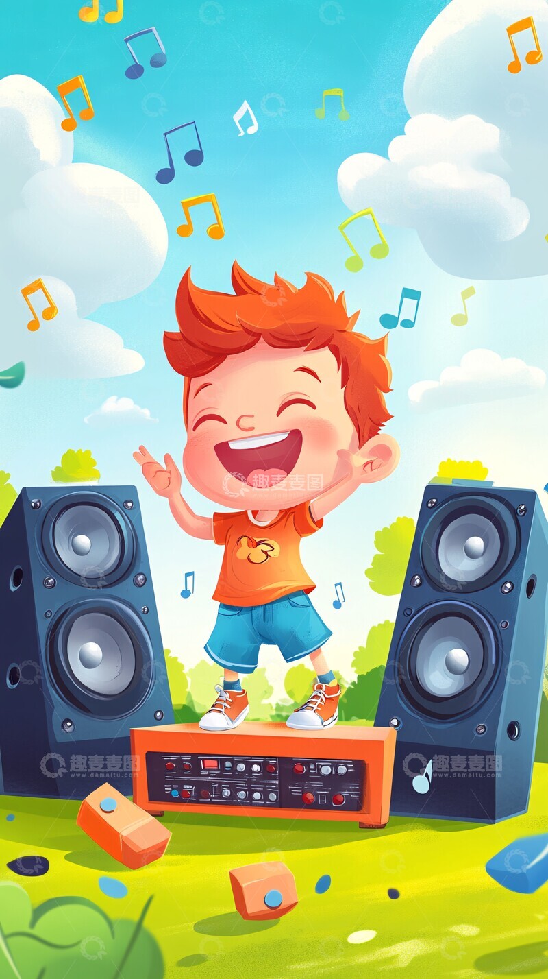 高清大图下载【趣麦麦图】-男孩舞台歌唱3