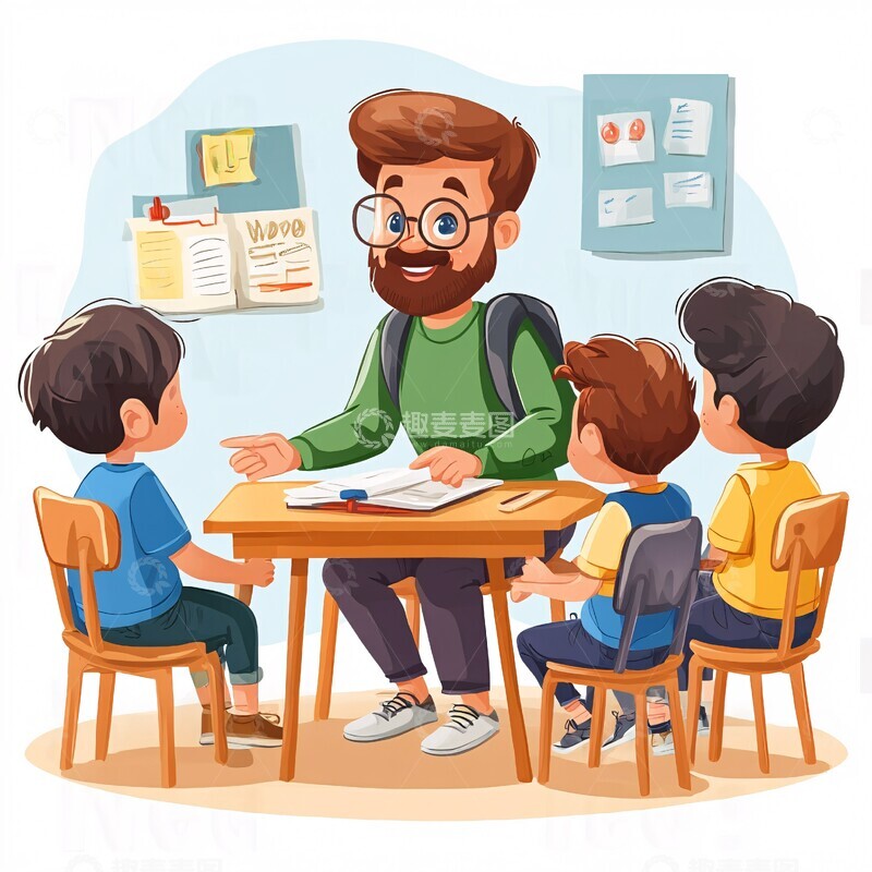 高清大图下载【趣麦麦图】教师讲解课堂3