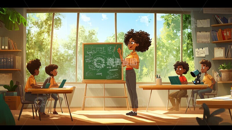 高清大图下载【趣麦麦图】女老师教书场景3