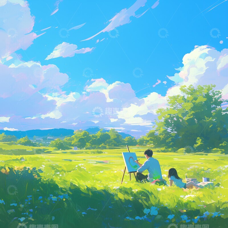 高清大图下载【趣麦麦图】阳光下的绘画时光2