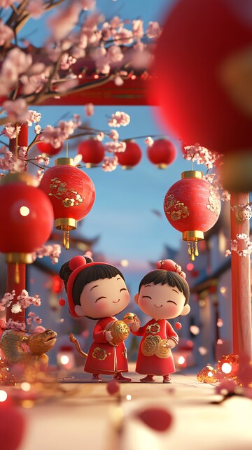 蛇灯笼春节孩子2