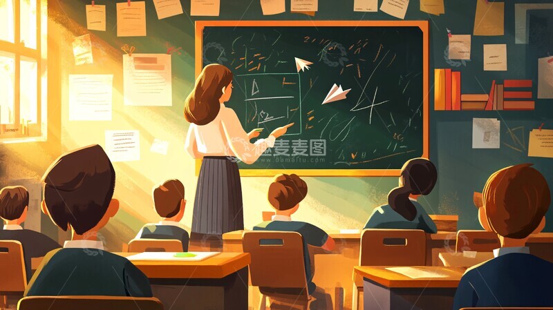 高清大图下载【趣麦麦图】女教师教学场景
