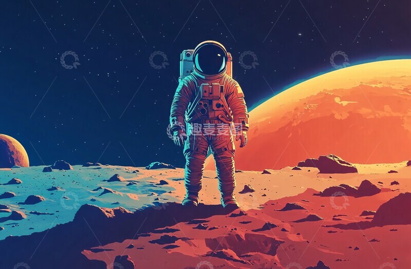 高清大图下载【趣麦麦图】宇航员火星站立3