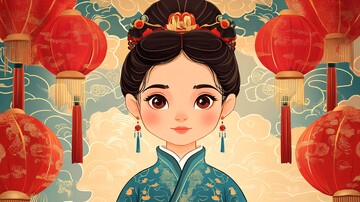 卡通女孩传统服饰3