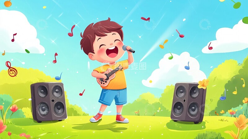 高清大图下载【趣麦麦图】男孩舞台唱歌3