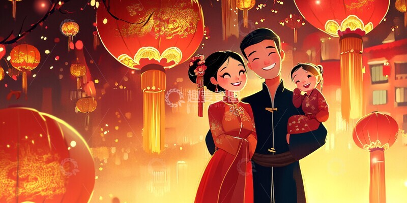 高清大图下载【趣麦麦图】春节传统家庭合照3