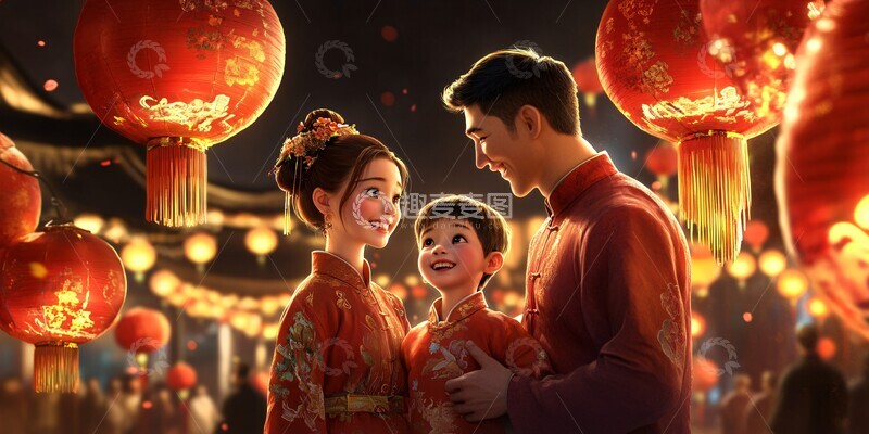 高清大图下载【趣麦麦图】春节传统家庭合照2