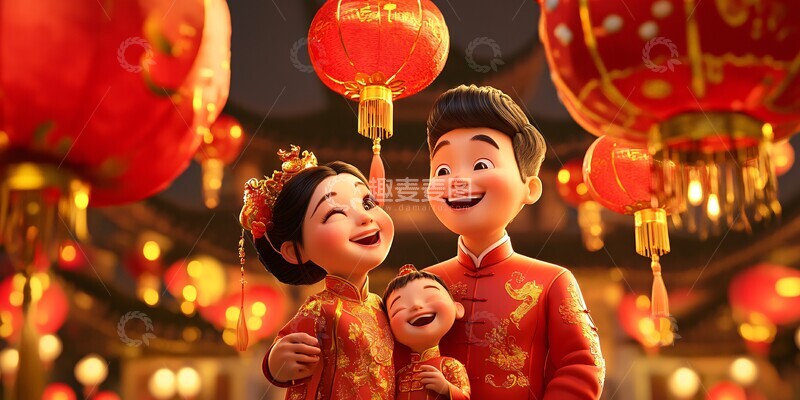 高清大图下载【趣麦麦图】春节传统家庭合照1