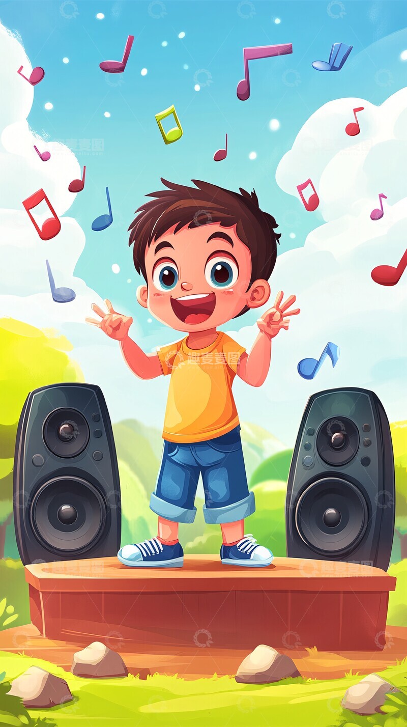 高清大图下载【趣麦麦图】男孩舞台歌唱2
