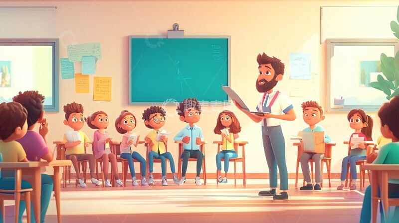 高清大图下载【趣麦麦图】教师授课卡通设计2